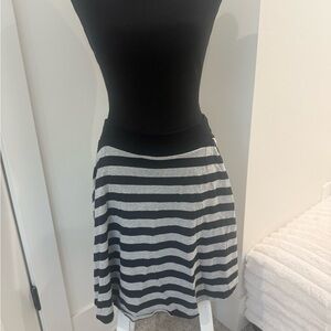 Black and Gray Striped Women's Skirt w/Pockets